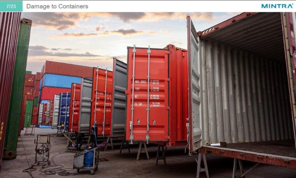 Container repair and maintenance work in depot facility