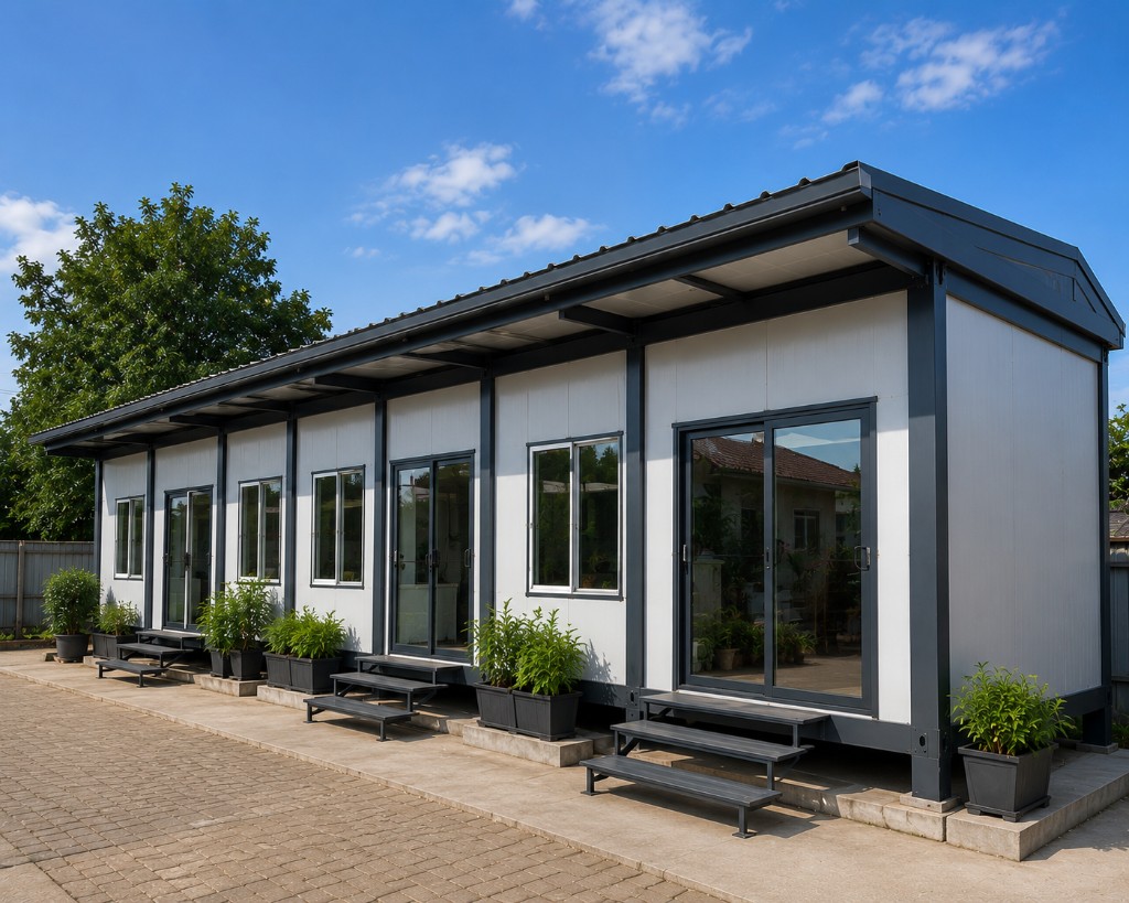 Row of modular steel structure units